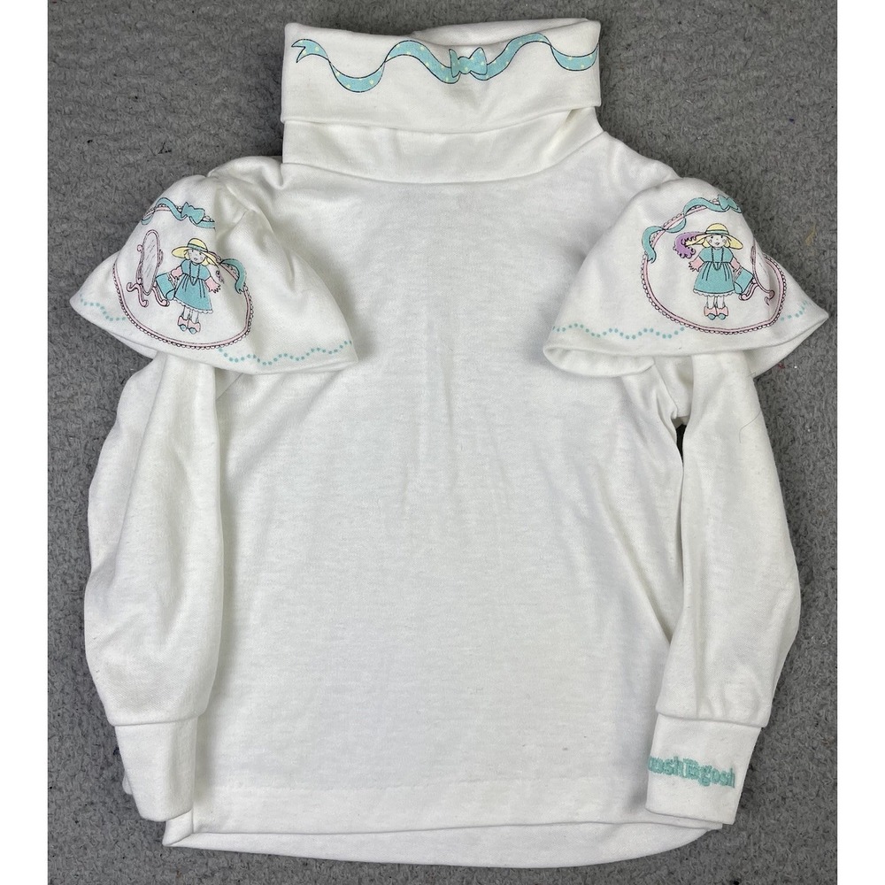 Vintage OshKosh B'Gosh Blue White Doll Turtleneck Ruffle Shoulders USA‎ Size 2T